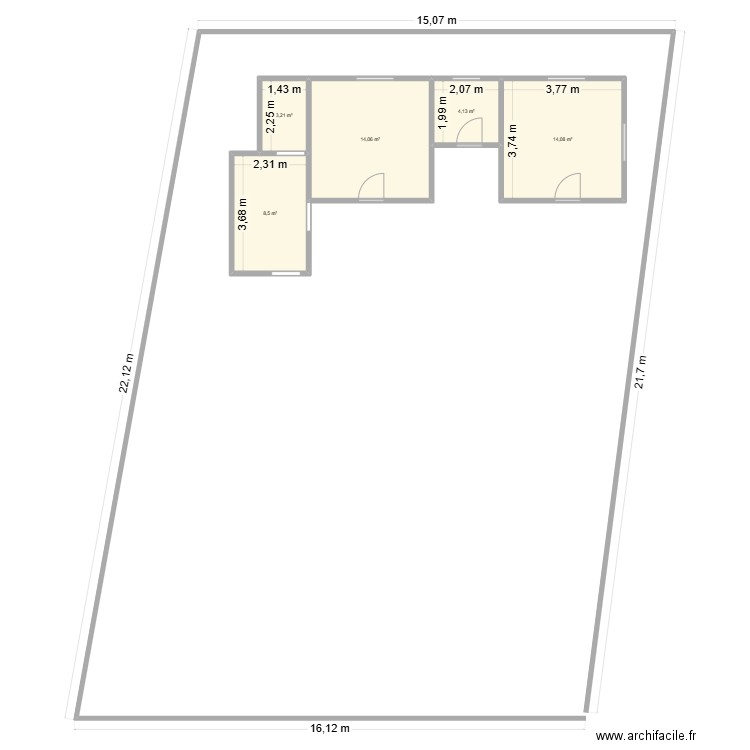 Prosper DOSSOU. Plan de 5 pièces et 44 m2