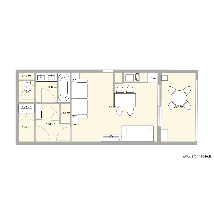 GOLF603. Plan de 9 pièces et 40 m2