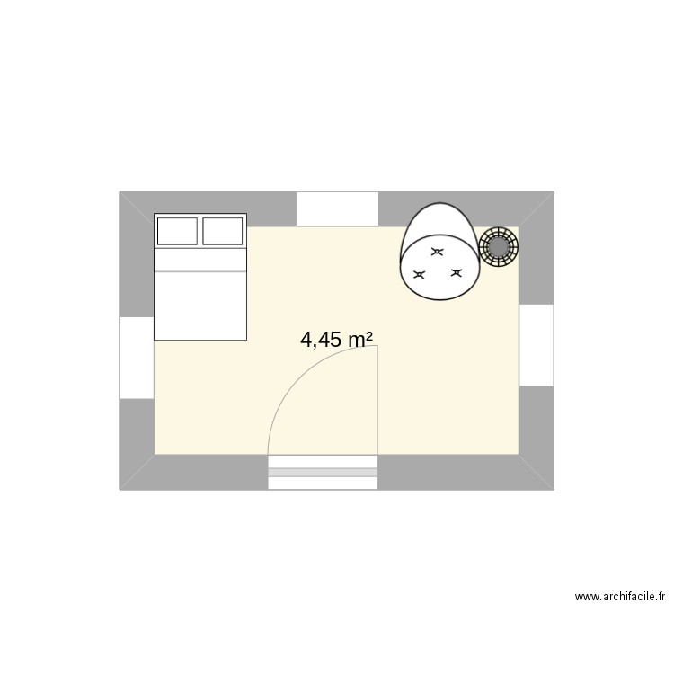 ma petite chembre. Plan de 1 pièce et 4 m2