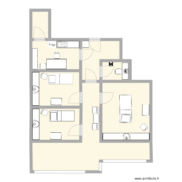 institut. Plan de 8 pièces et 125 m2