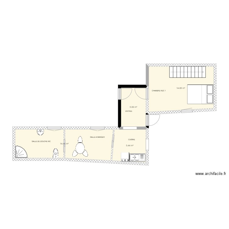 VOBAL 44B LOT B-AS. Plan de 4 pièces et 40 m2