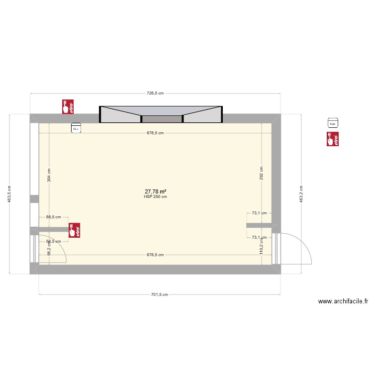 abas sinade. Plan de 1 pièce et 28 m2