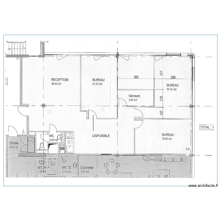 Aménagement des bureaux LS-1. Plan de 0 pièce et 0 m2