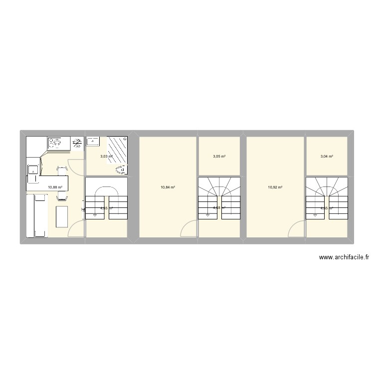 3 studios amberieu. Plan de 9 pièces et 56 m2