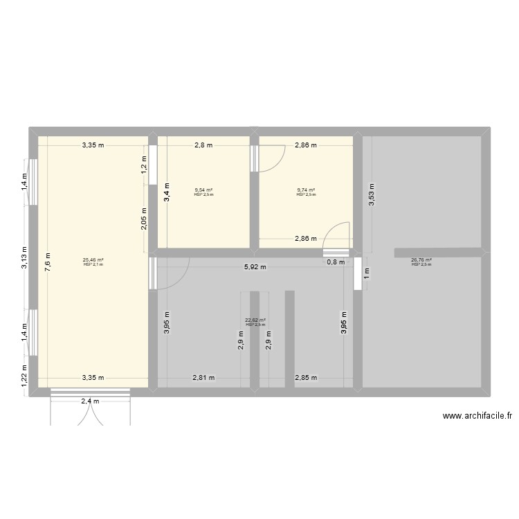 Sous-Sol Après. Plan de 5 pièces et 94 m2