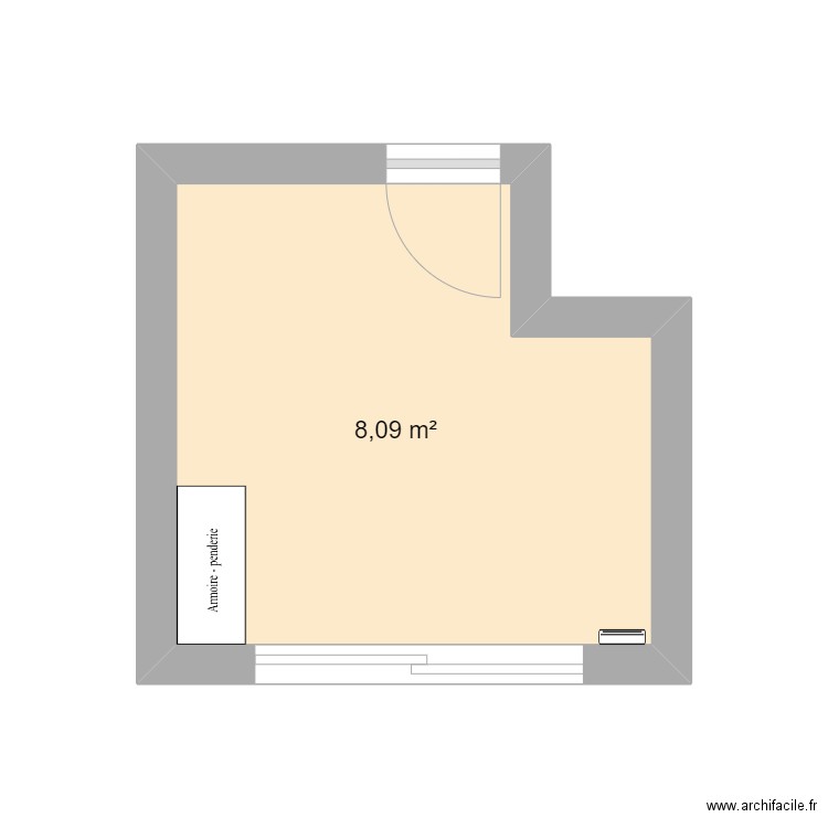 CHAMBRE WILLIAM. Plan de 1 pièce et 8 m2