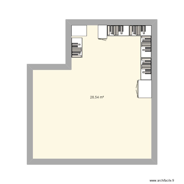 garage. Plan de 1 pièce et 29 m2