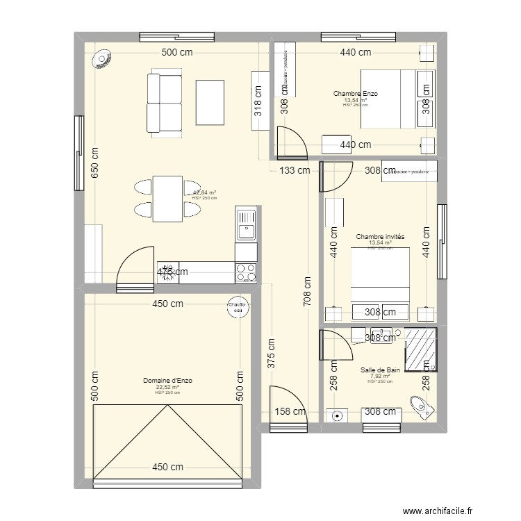 Chalet. Plan de 5 pièces et 100 m2