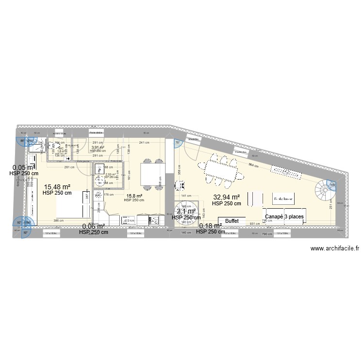 GRISARD - LETRA - Rénovation. Plan de 23 pièces et 247 m2