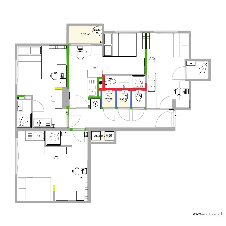 RICHELIEU2 V14. Plan de 4 pièces et 5 m2