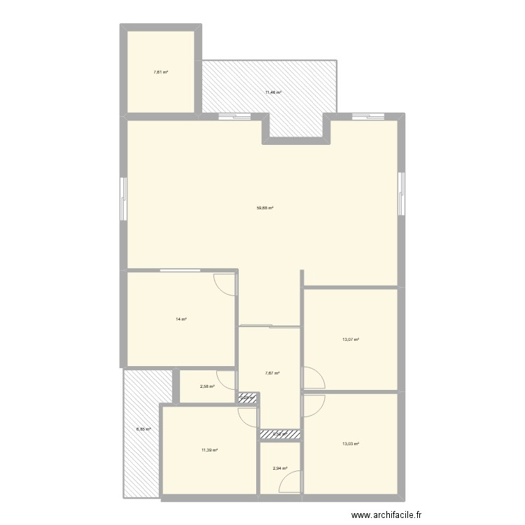 kalaa. Plan de 13 pièces et 151 m2