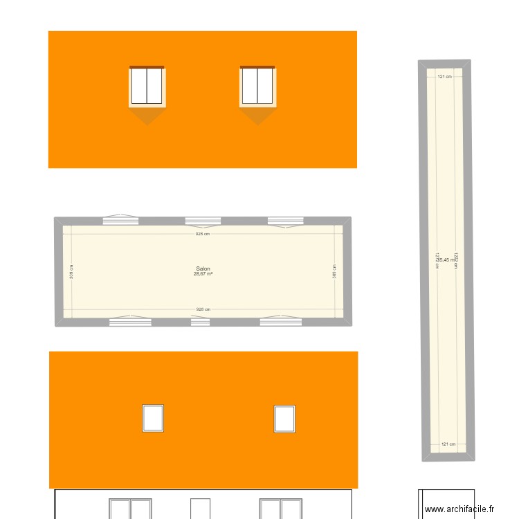 brouillon 2. Plan de 2 pièces et 44 m2