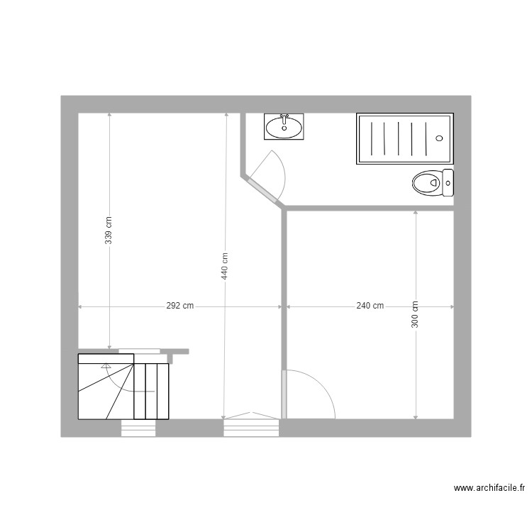 Karen & Eric Etage Modif 1 Côté. Plan de 2 pièces et 23 m2