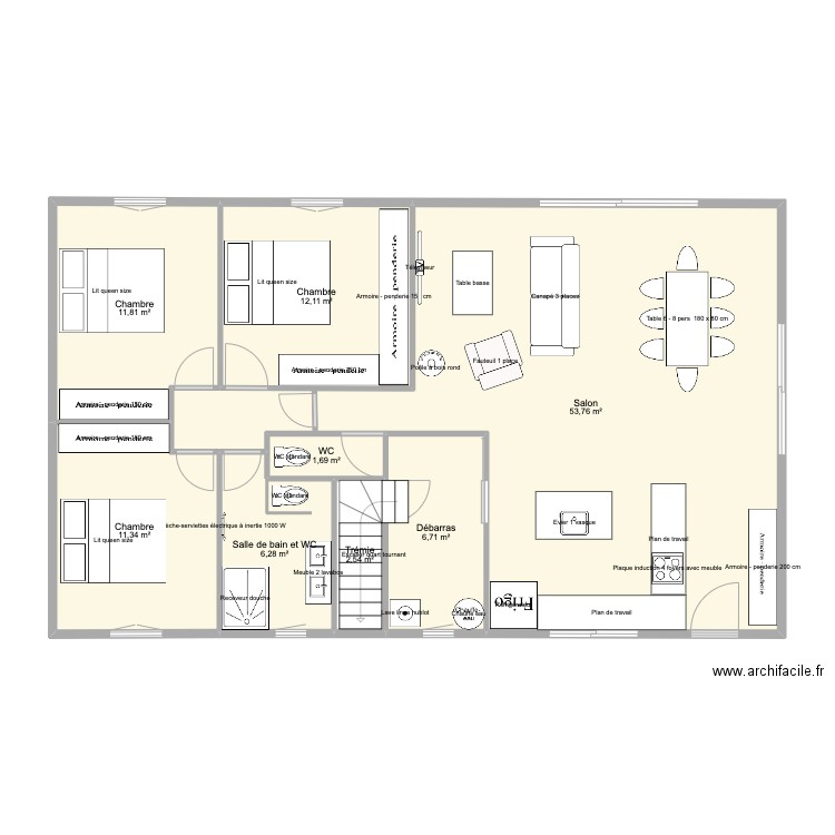 MAISON 1. Plan de 8 pièces et 106 m2