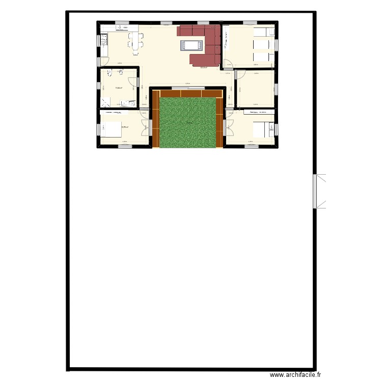 maison amine. Plan de 3 pièces et 127 m2