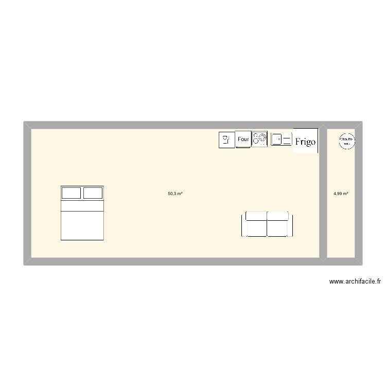 Varages 1. Plan de 2 pièces et 55 m2