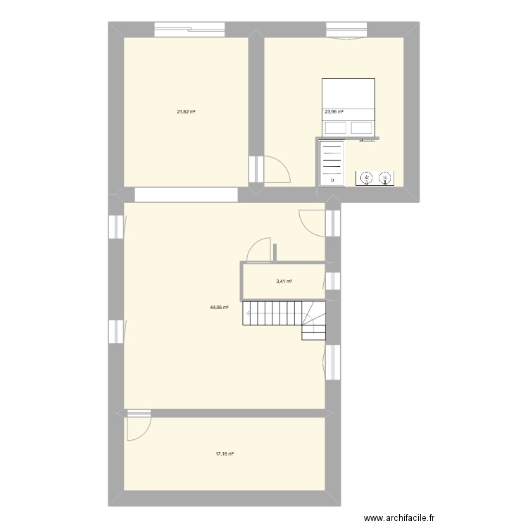 farques fretigney rdc. Plan de 5 pièces et 110 m2