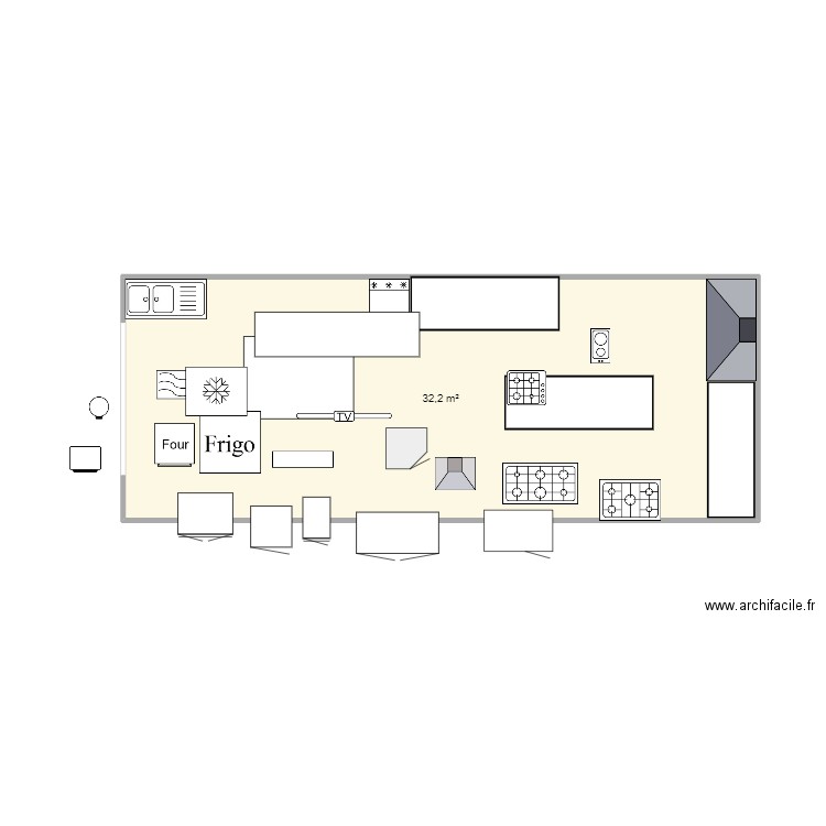 CUISINE. Plan de 1 pièce et 32 m2