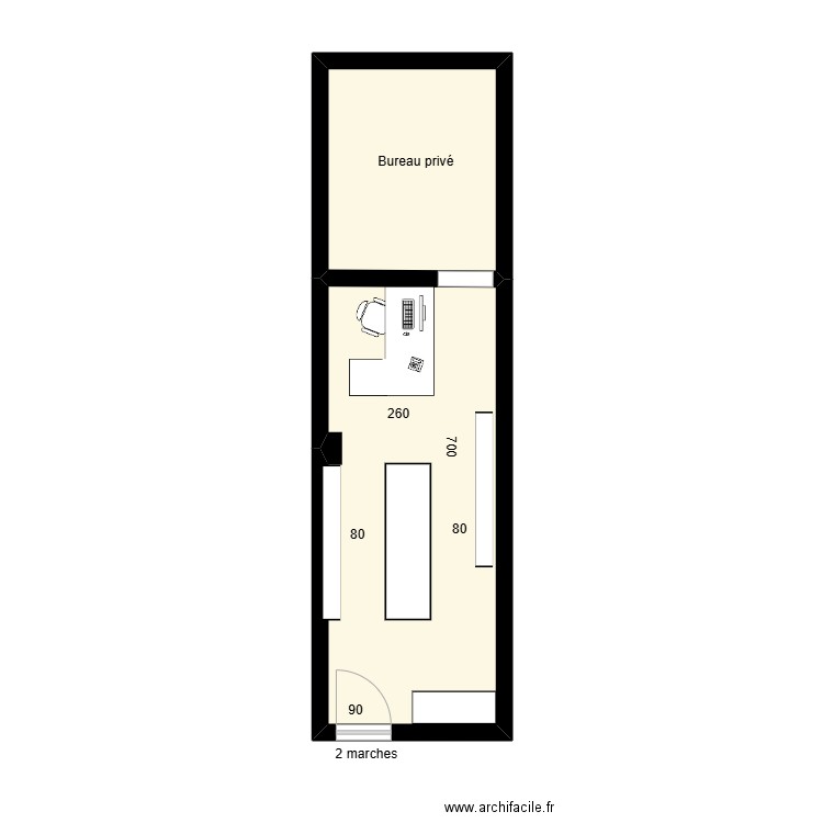 Terre et coton. Plan de 2 pièces et 29 m2