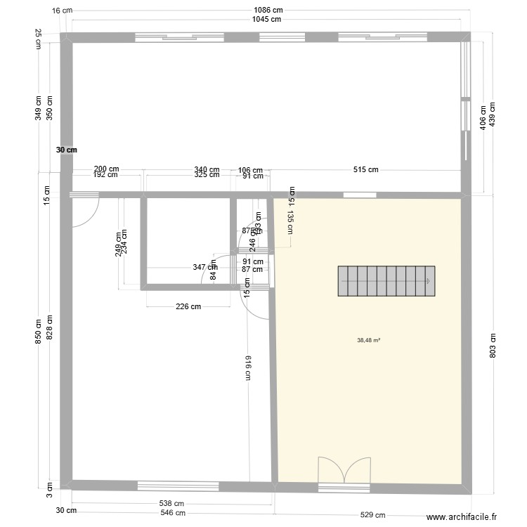 162-final. Plan de 1 pièce et 38 m2