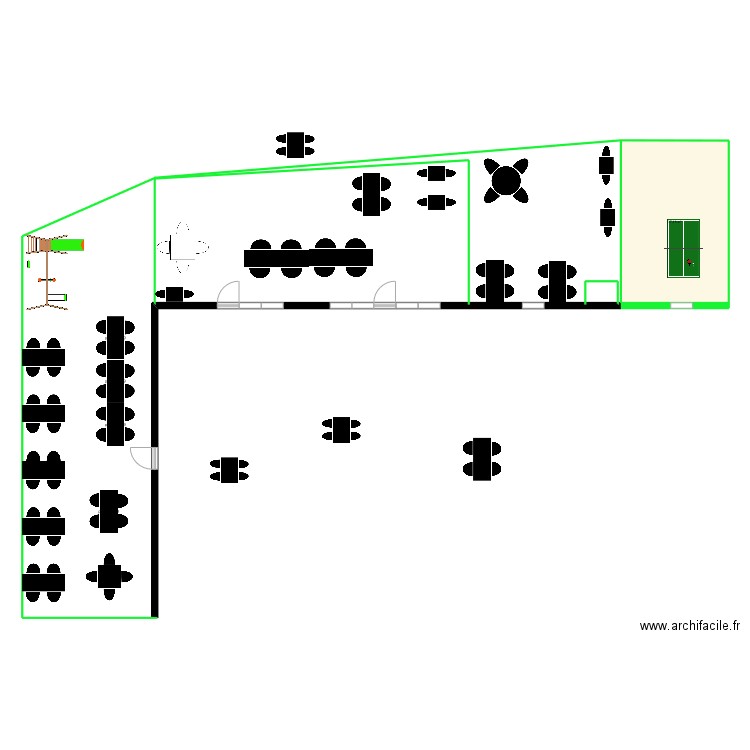 EDG TERRASSE. Plan de 1 pièce et 37 m2