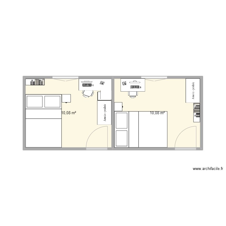 chambre nath. Plan de 2 pièces et 20 m2