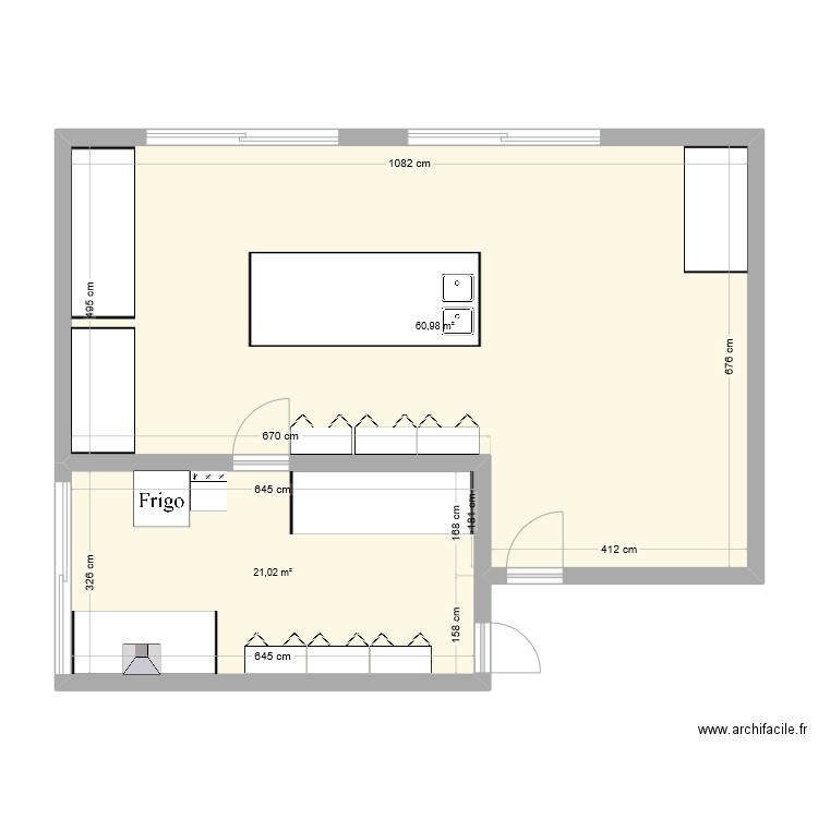 test. Plan de 2 pièces et 82 m2