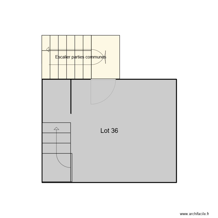 Situation finale reunion des lots pour former le lot unique 36. Plan de 1 pièce et 11 m2