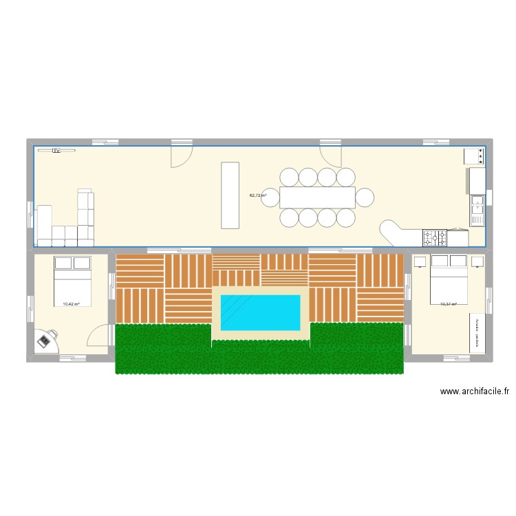 fenessö. Plan de 3 pièces et 84 m2