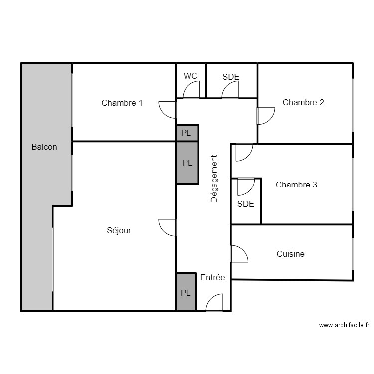 Plan PROUZEAU . Plan de 13 pièces et 173 m2