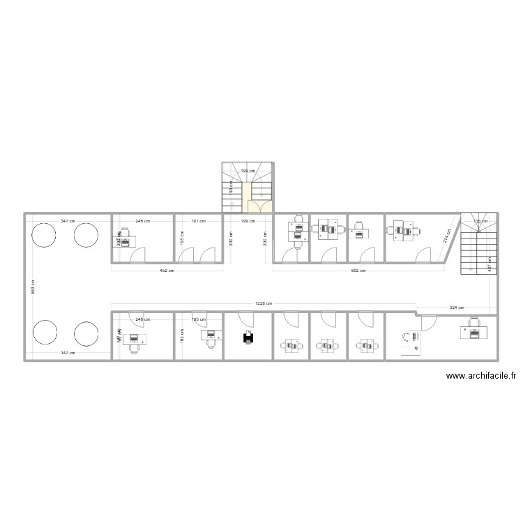 3 ème étages. Plan de 15 pièces et 113 m2