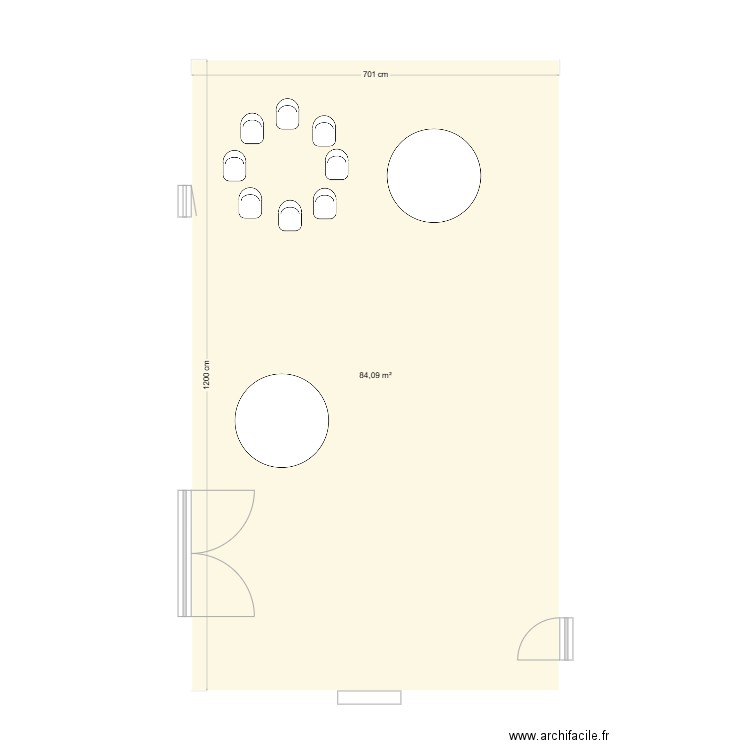 Plan table mariage. Plan de 1 pièce et 84 m2