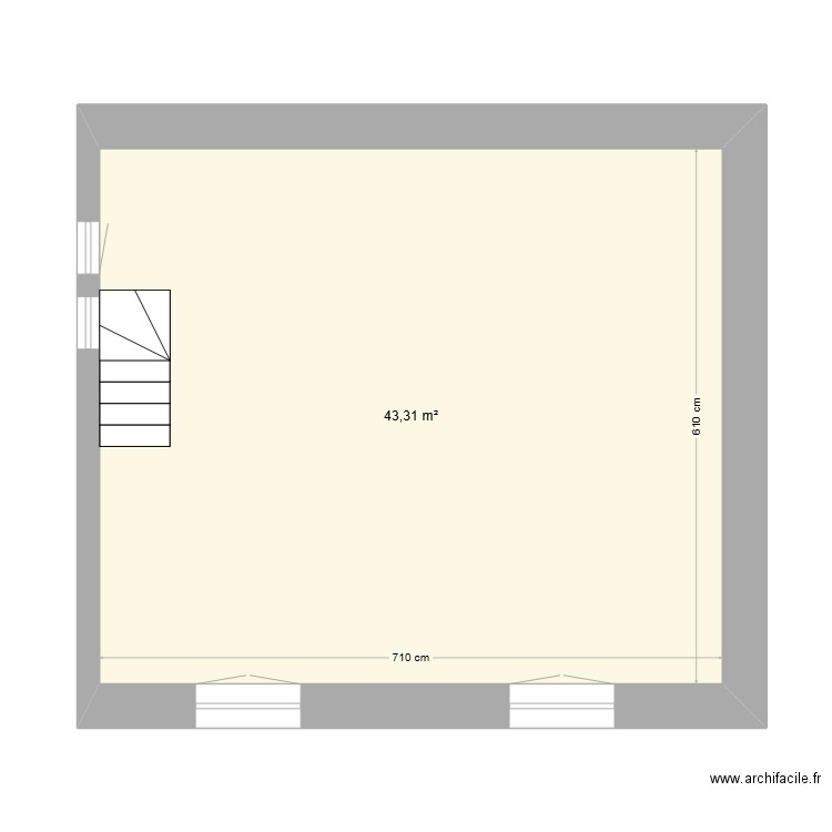 Gite 2 - Atelier R1 BE. Plan de 1 pièce et 43 m2