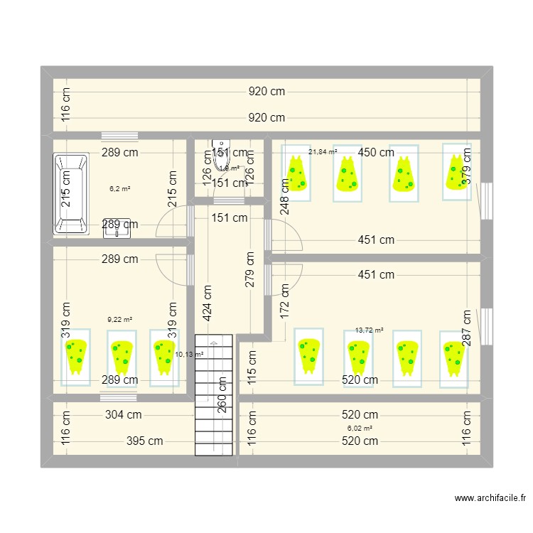 ama etage. Plan de 7 pièces et 69 m2