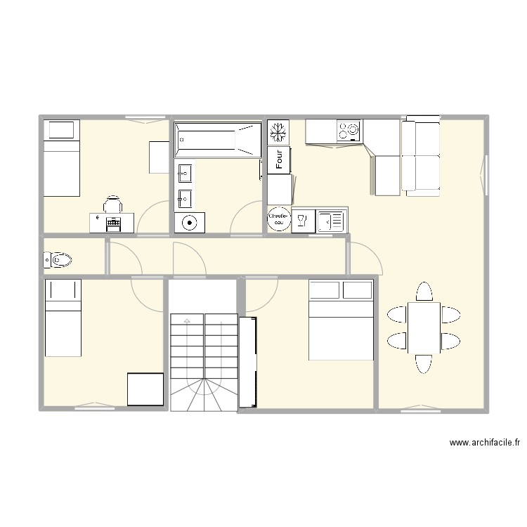 predieu. Plan de 7 pièces et 67 m2