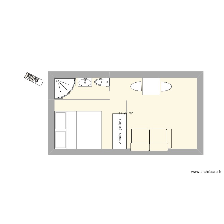 maison pour victime de inondation. Plan de 1 pièce et 18 m2