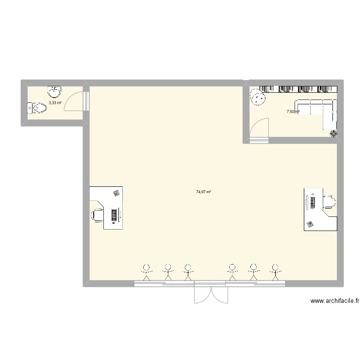 magasin 2. Plan de 3 pièces et 86 m2