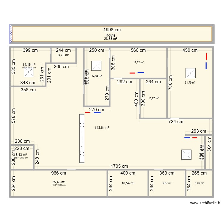 Plan Batiment 15X20 Plomberie Evacuation. Plan de 13 pièces et 322 m2