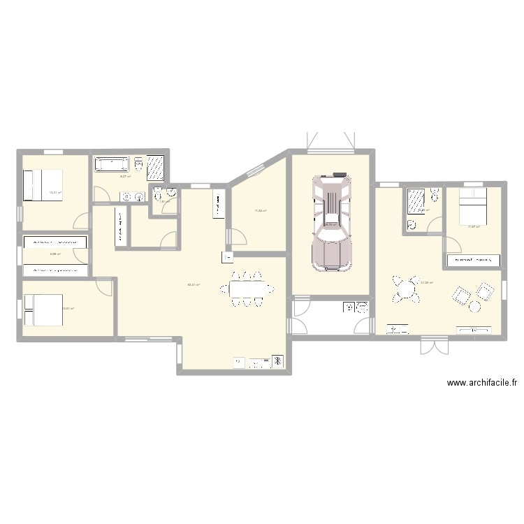 essai 3. Plan de 11 pièces et 195 m2