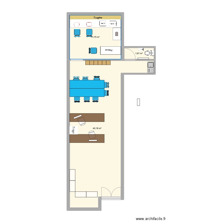 RUN CARD . Plan de 3 pièces et 54 m2