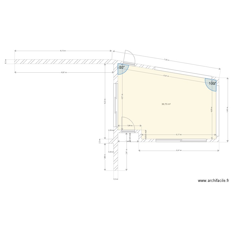 BRIENNON V2. Plan de 1 pièce et 31 m2