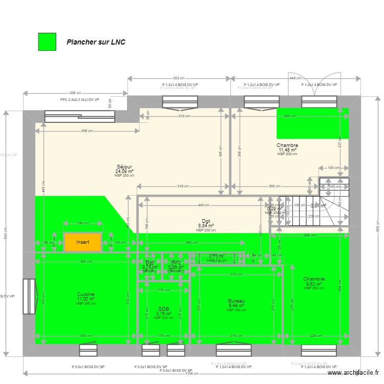 ML24008198 . Plan de 22 pièces et 166 m2