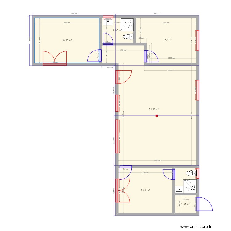 Ж 5. Plan de 7 pièces et 66 m2