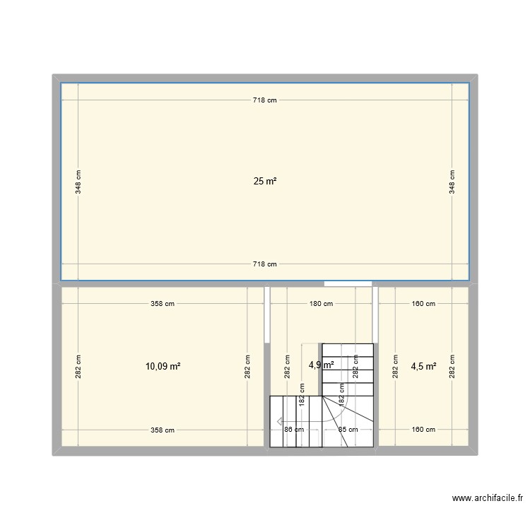 Sous-sol. Plan de 4 pièces et 45 m2