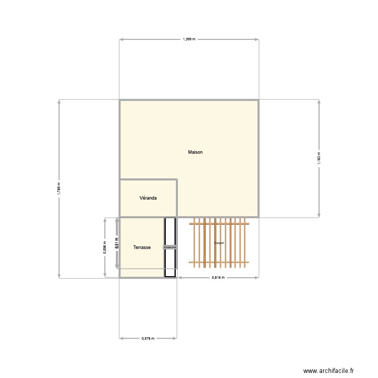 maison. Plan de 3 pièces et 2 m2