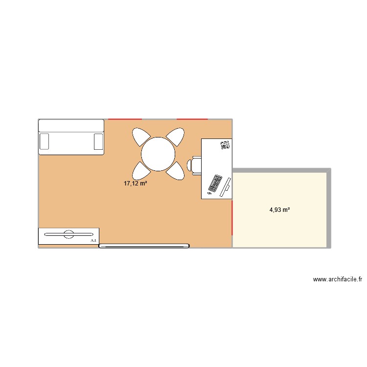 T2 la compta c'est trop cool test. Plan de 2 pièces et 22 m2