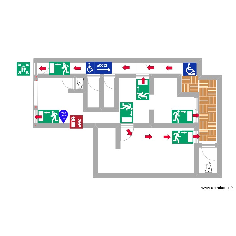 PLAN D EVACUATION BLC. Plan de 7 pièces et 51 m2