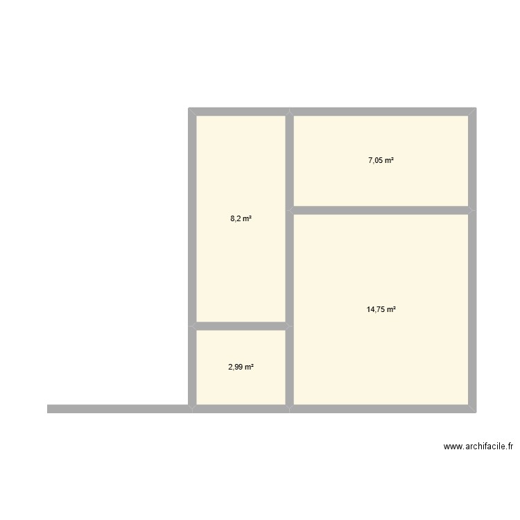 djams. Plan de 4 pièces et 33 m2