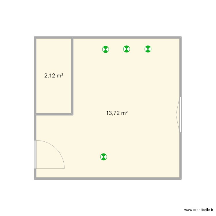 chambre2. Plan de 2 pièces et 16 m2