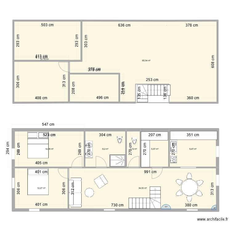 baron. Plan de 9 pièces et 175 m2